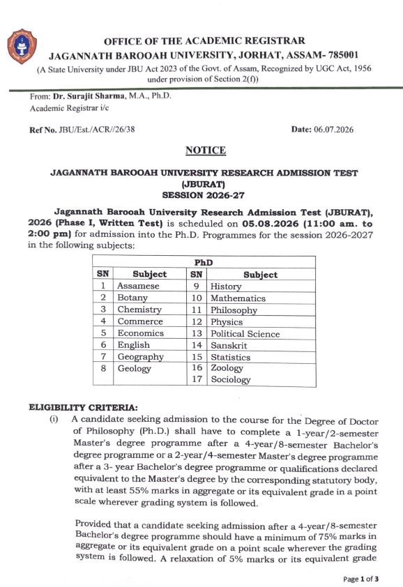 jbu admissionnotification 2026 27 08 07 2026